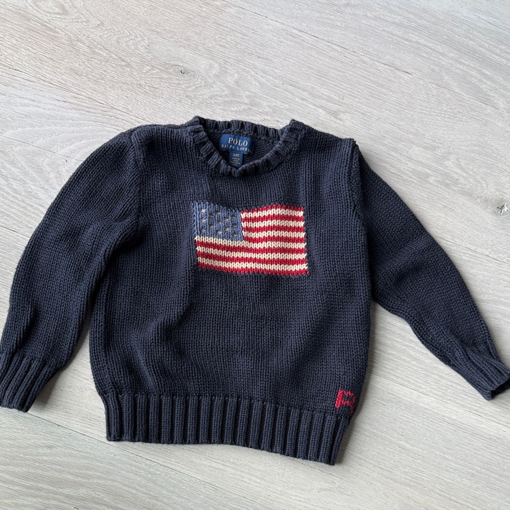 Polo Ralph Lauren Black Sweater with American Flag